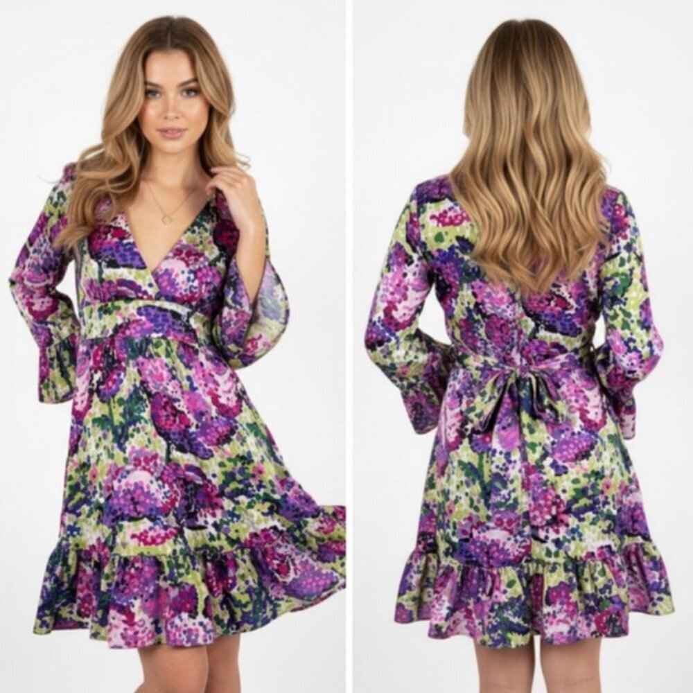 Betsey Johnson Collection Abstract Hydrangea Floral Mini Dress size 8